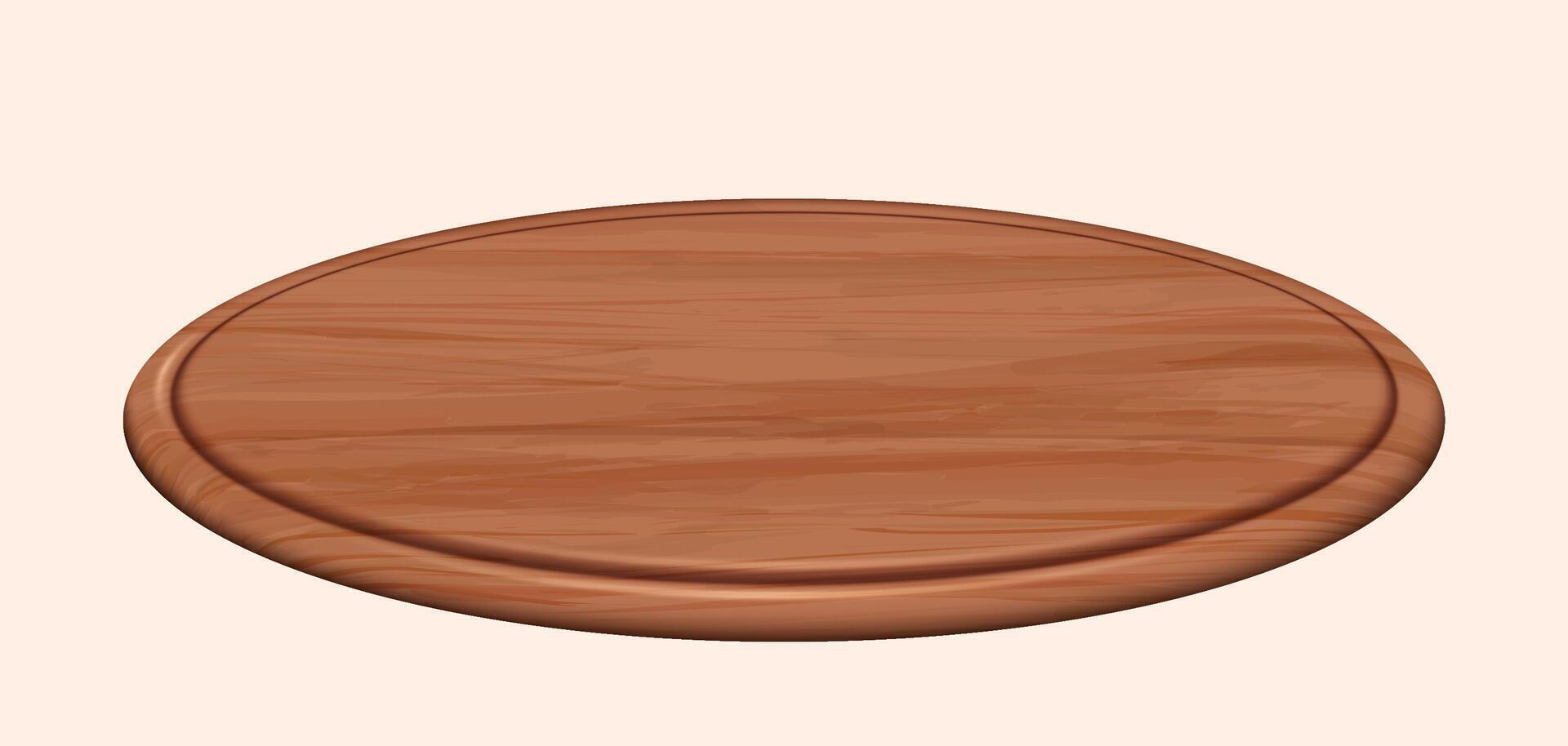 rond en bois assiette dans 3d illustration isolé sur blanc Contexte vecteur