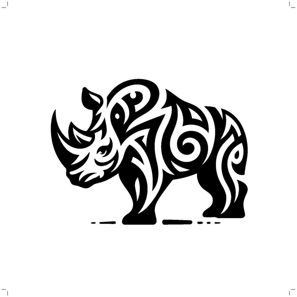 rhinocérosine moderne tribal tatouage, abstrait ligne art de animaux, minimaliste contour. vecteur