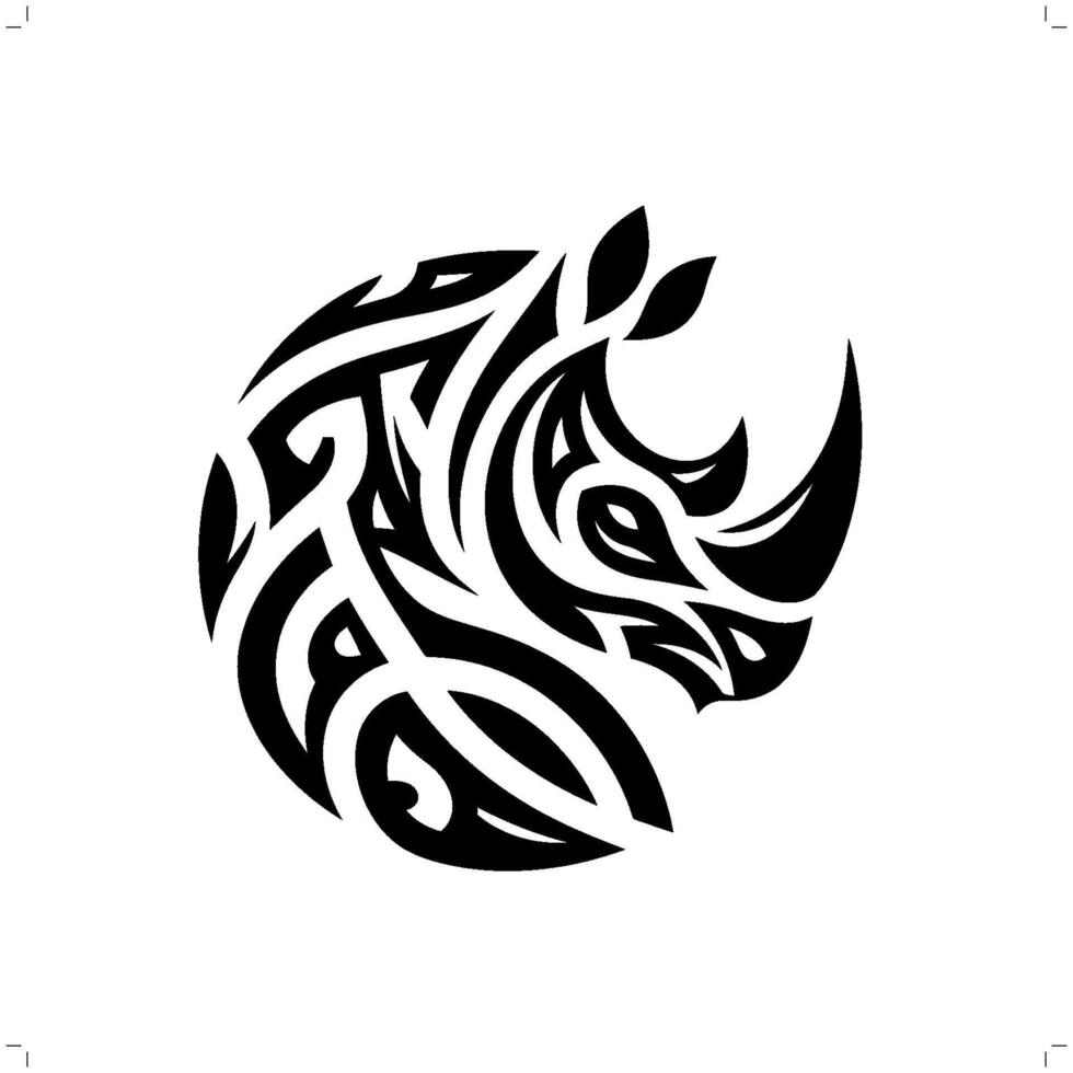 rhinocérosine moderne tribal tatouage, abstrait ligne art de animaux, minimaliste contour. vecteur