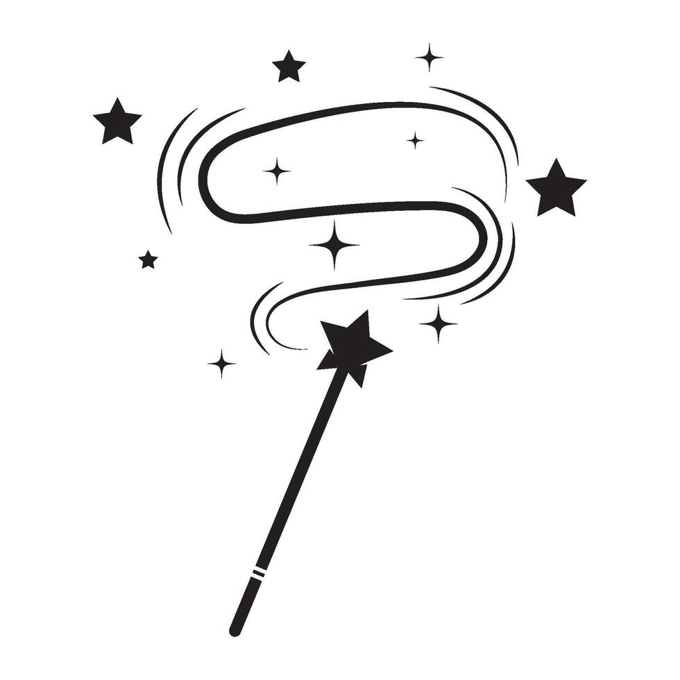 magicien bâton sorcier icône logo conception vecteur