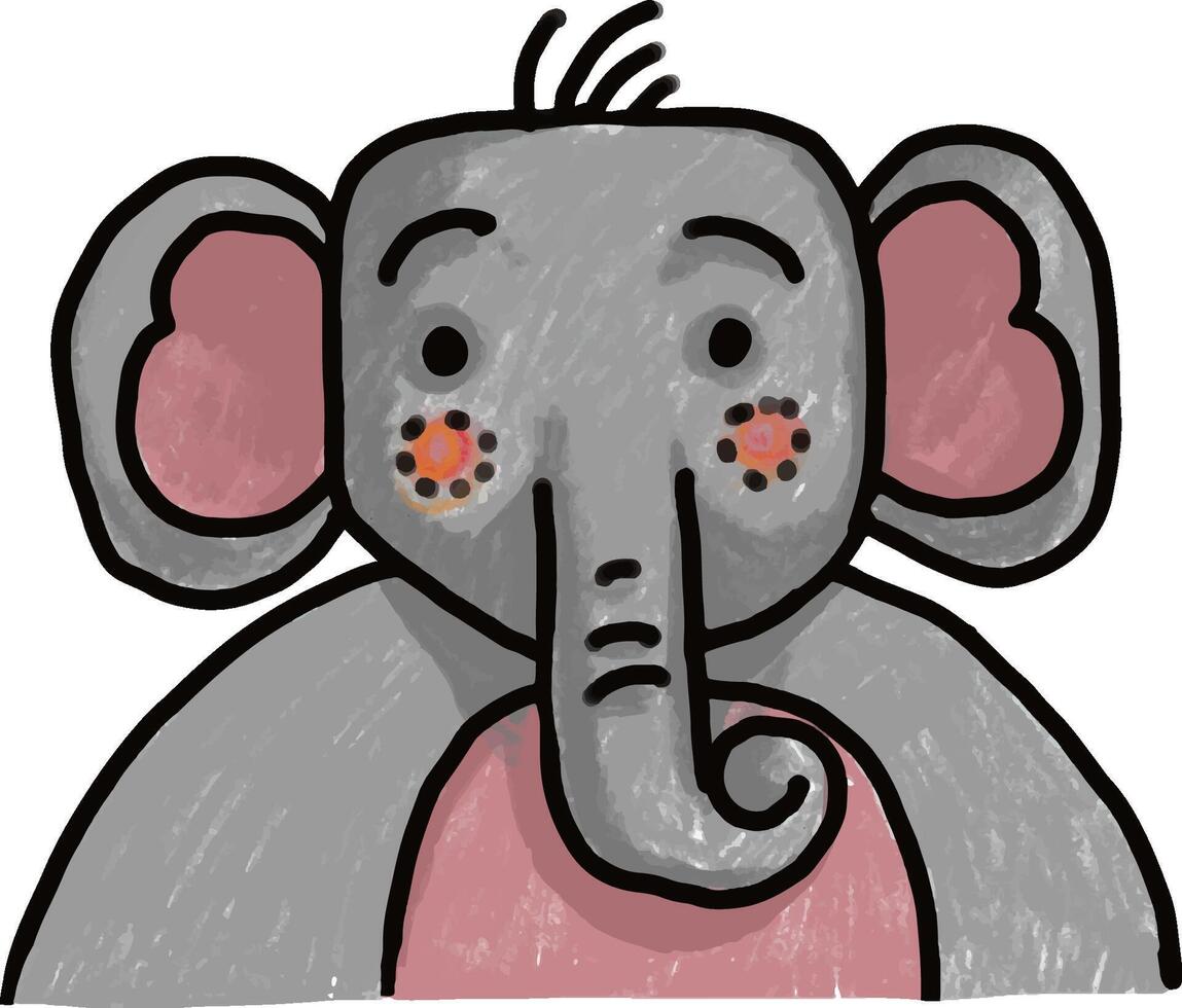 main tiré dessin animé peu mignonne l'éléphant vecteur