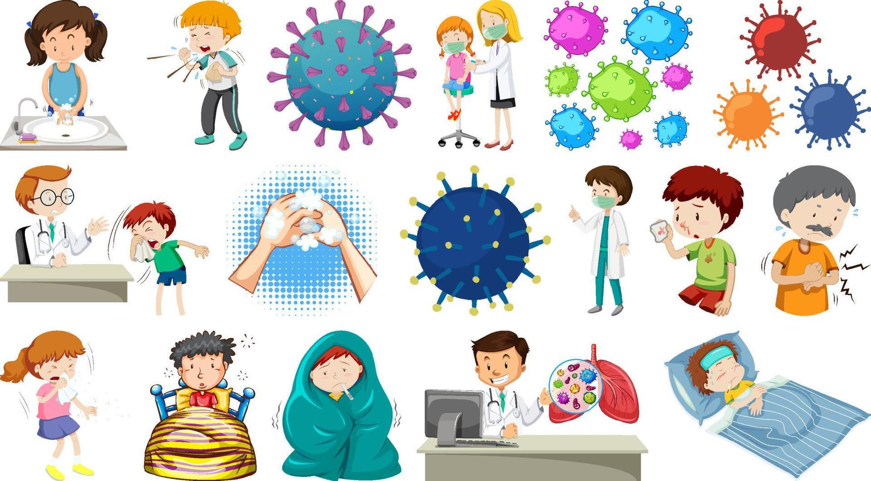 ensemble de personnes malades avec différents symptômes vecteur