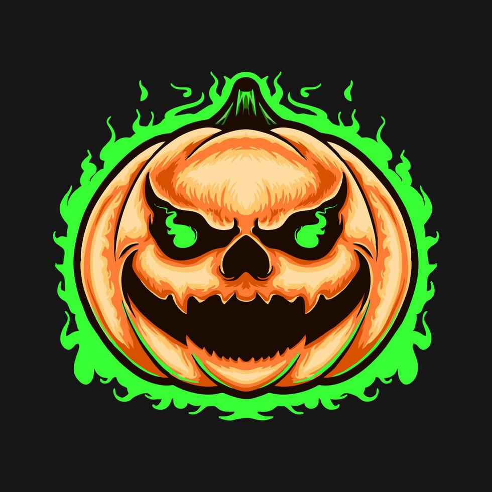 effrayant citrouille monstre halloween premium vector illustration de conception de thshirt