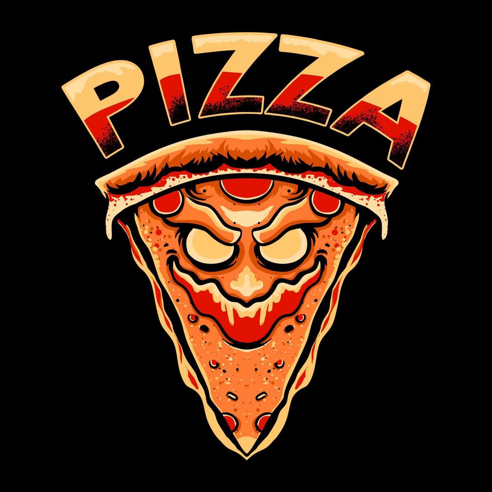 conception de tshirt d'illustration vectorielle de pizza zombie effrayant premium vecteur