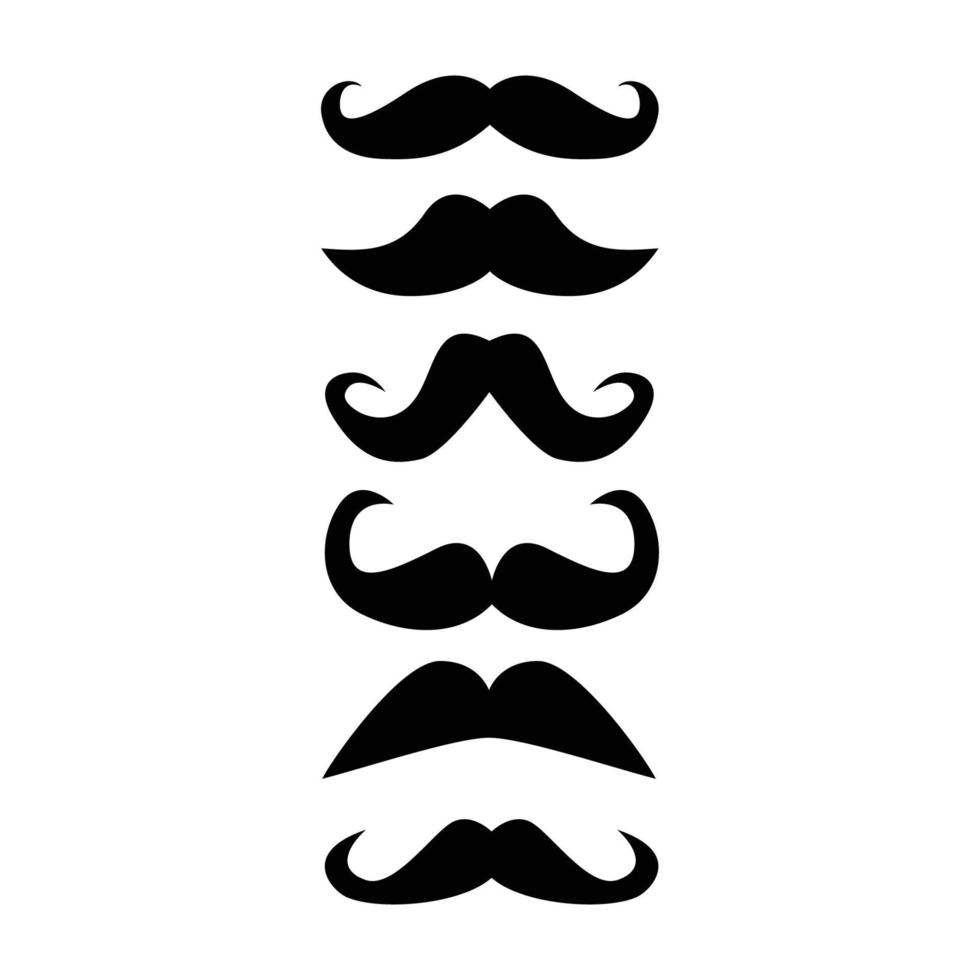 jeu d'icônes de moustache hipster noir. illustration vectorielle isolée sur fond blanc. vecteur