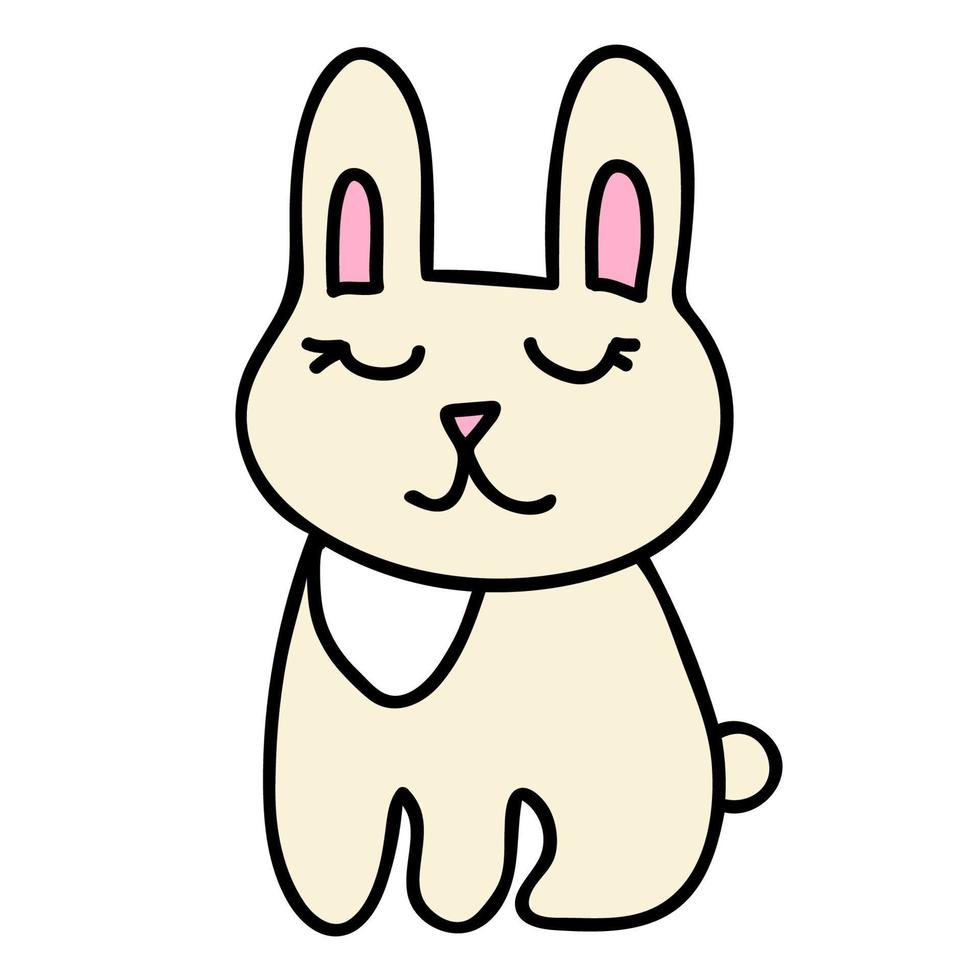 dessin animé doodle lapin drôle linéaire, lapin isolé sur fond blanc. vecteur