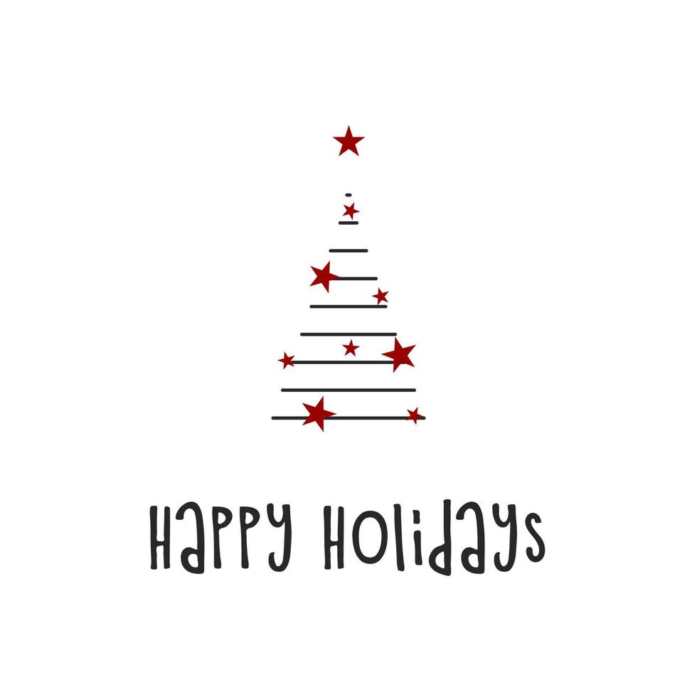 silhouette noire d'un arbre de Noël sur fond blanc avec des flocons de neige. joyeux noël et bonne année 2022. illustration vectorielle. joyeuses fêtes. vecteur