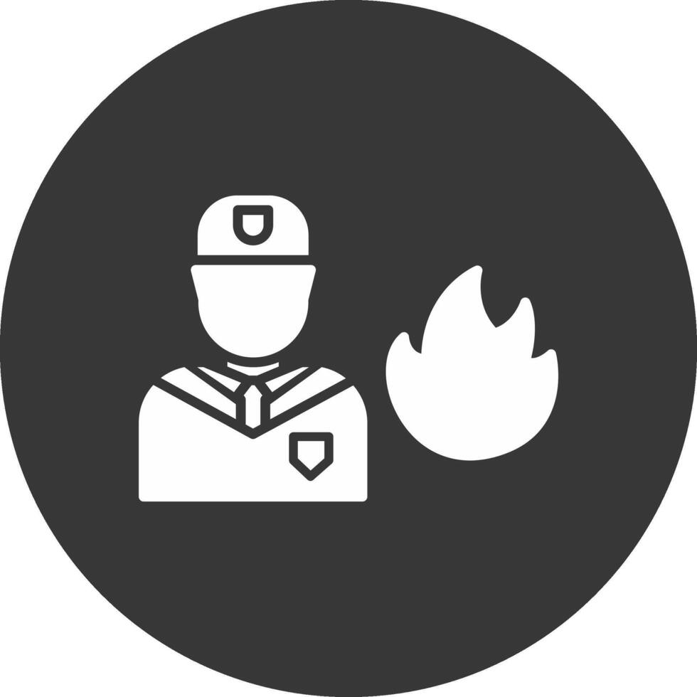 sapeur pompier glyphe inversé icône vecteur