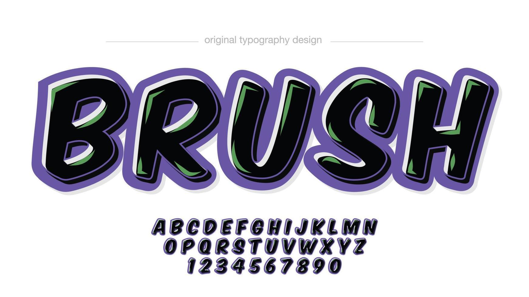 typographie de pinceau de dessin animé audacieux noir et violet vecteur