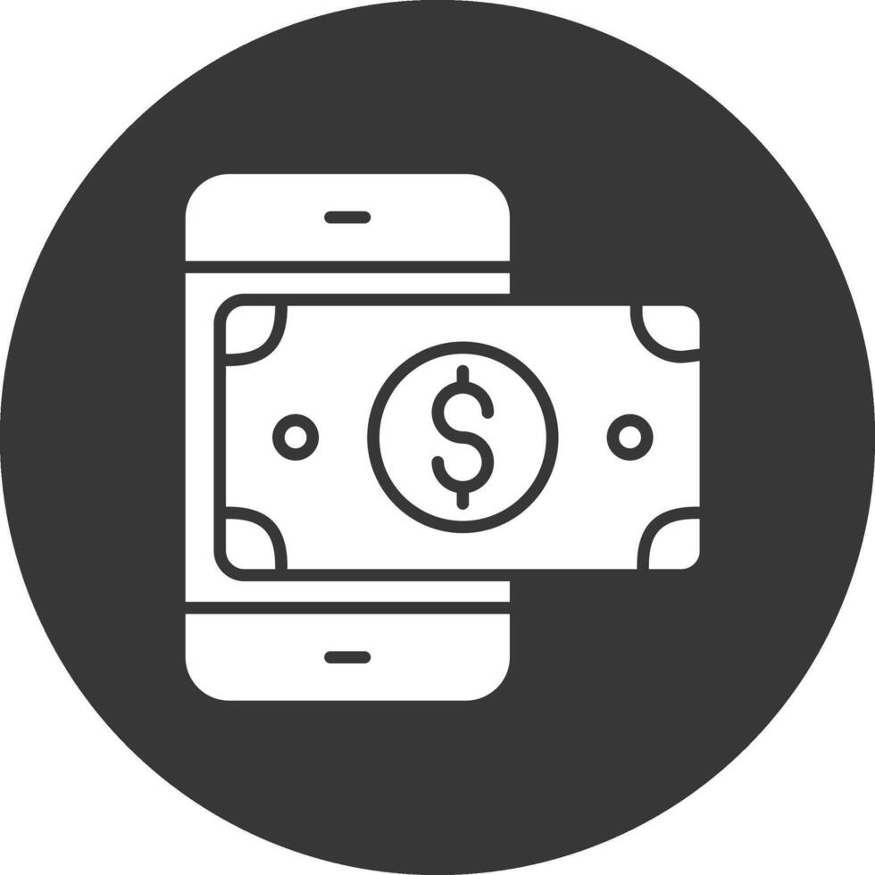 mobile argent glyphe inversé icône vecteur