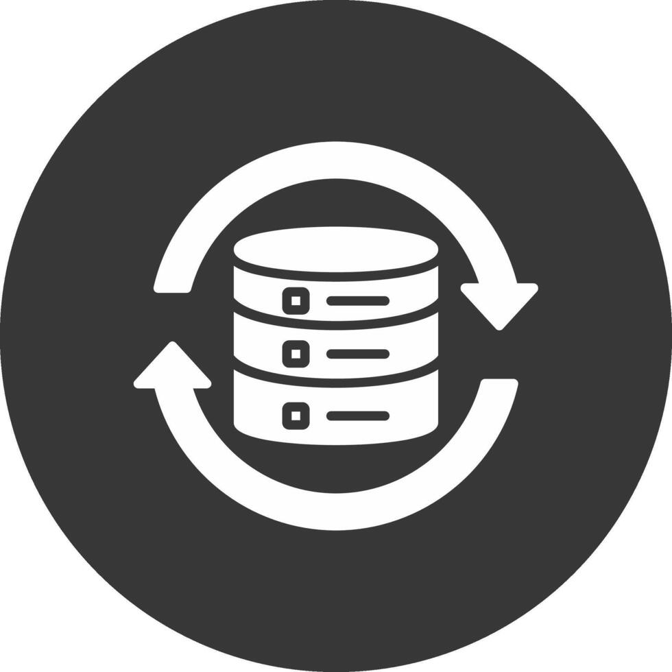 Les données synchronisation glyphe inversé icône vecteur