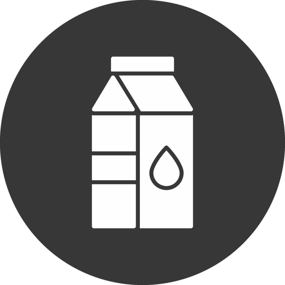 Lait carton glyphe inversé icône vecteur