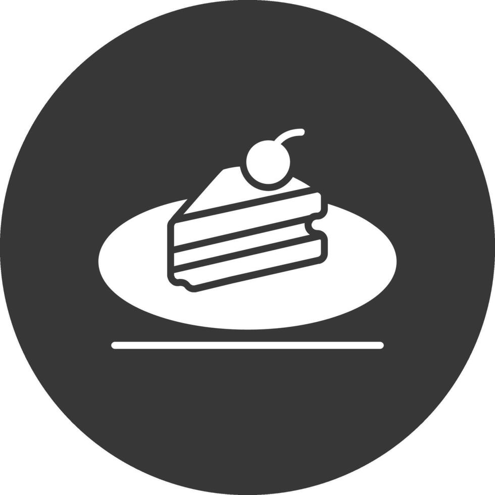 pièce de gâteau glyphe inversé icône vecteur