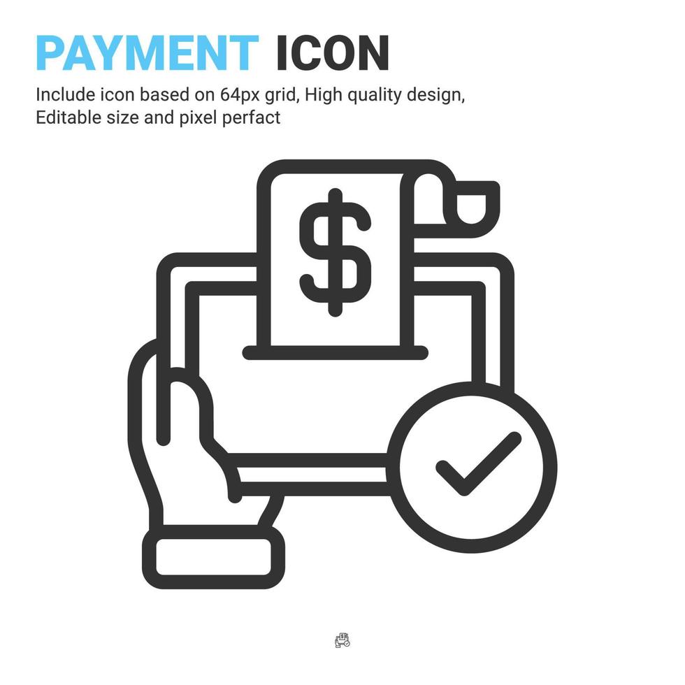 vecteur d'icône de paiement avec style de contour isolé sur fond blanc. illustration vectorielle acheter signe symbole icône concept pour les affaires numériques, la finance, l'industrie, l'entreprise, les applications, le web et tous les projets