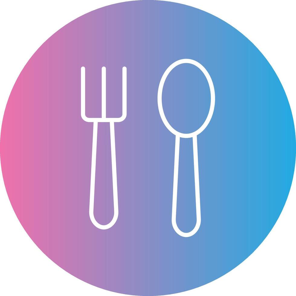 cuillère et fourchette ligne pente cercle icône vecteur