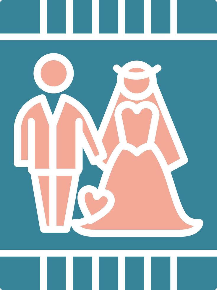 icône de deux couleurs de glyphe d'invitation de mariage vecteur