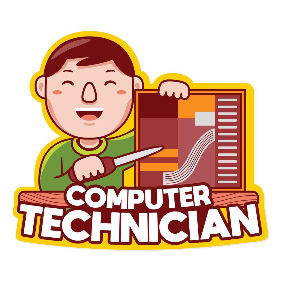 logo de profession de technicien informatique vecteur