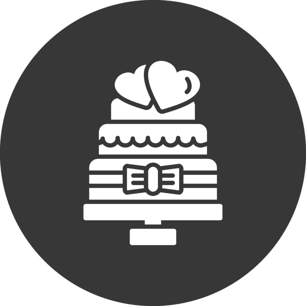 mariage gâteau glyphe inversé icône vecteur