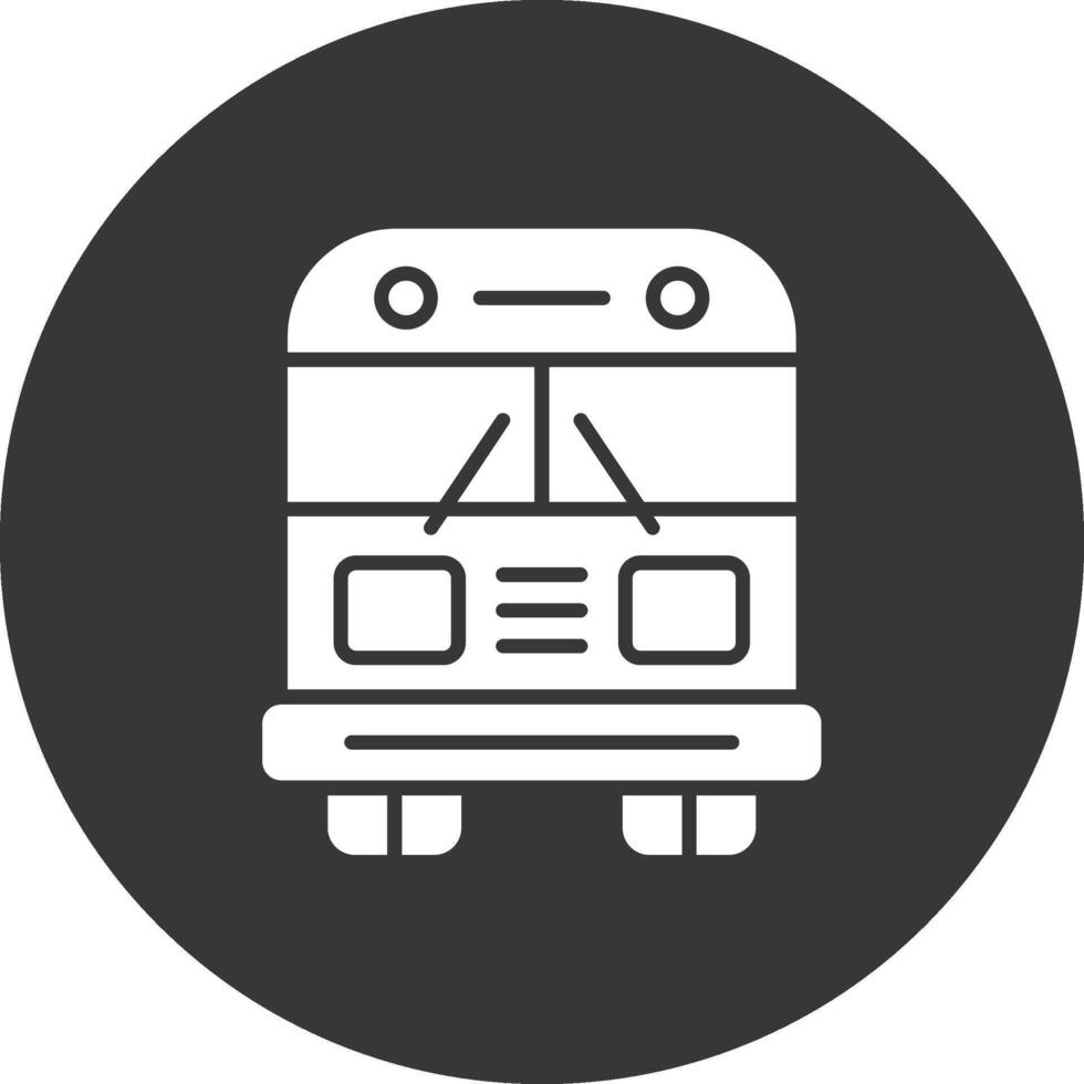 icône inversée de glyphe d'autobus scolaire vecteur