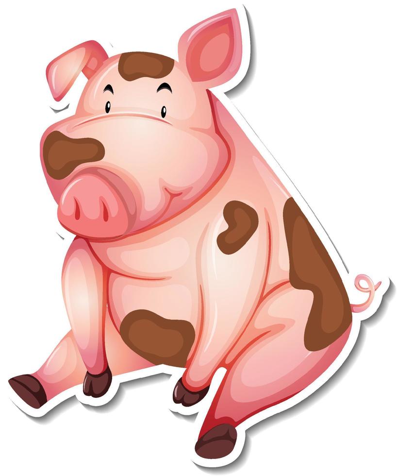 autocollant de dessin animé d'animaux de ferme cochon sale vecteur