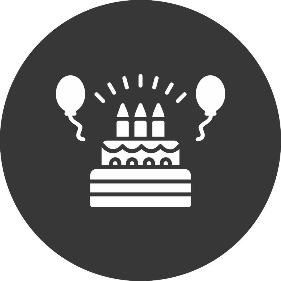 icône inversée de glyphe d'anniversaire vecteur