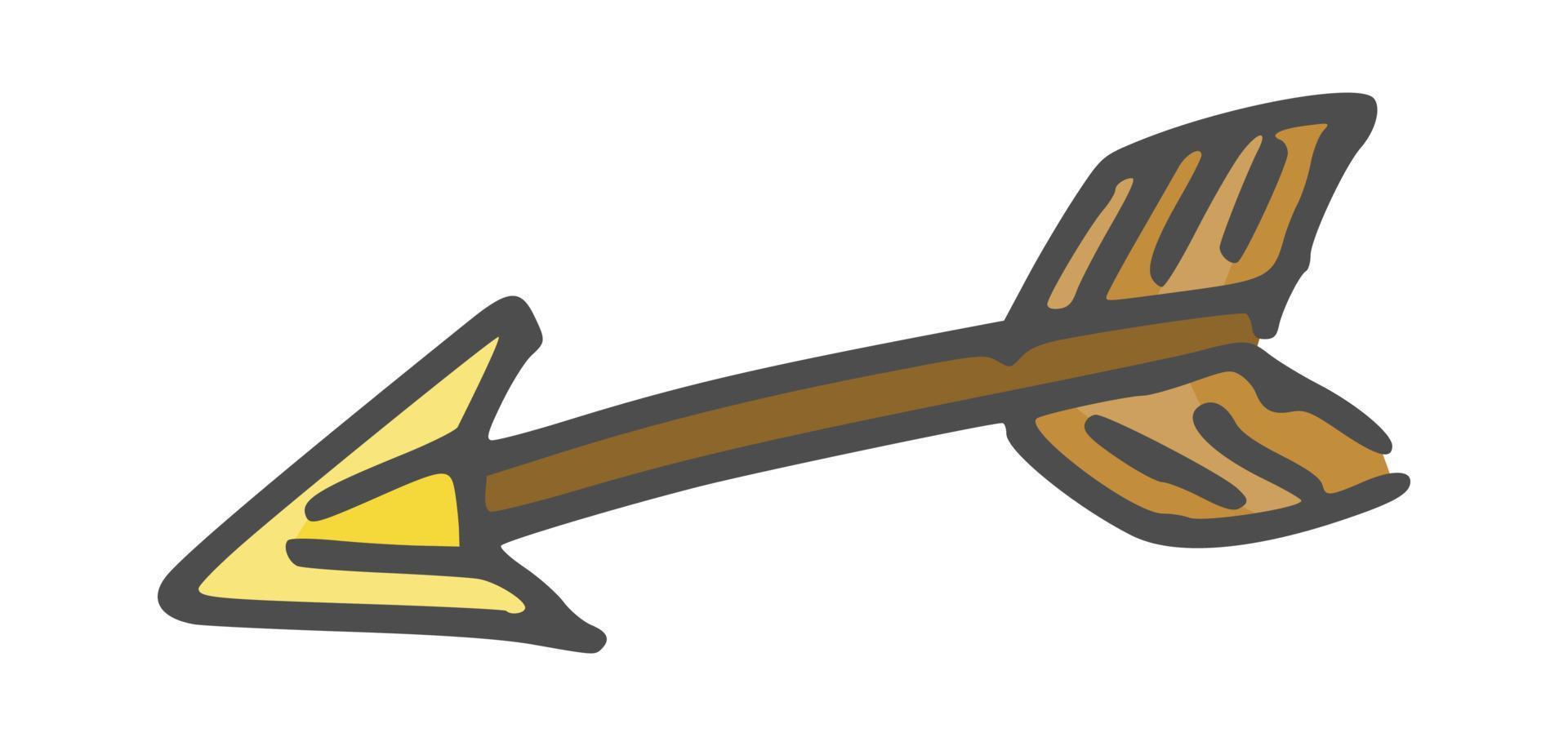 flèche avec croquis de vecteur de dessin simple pointe dorée