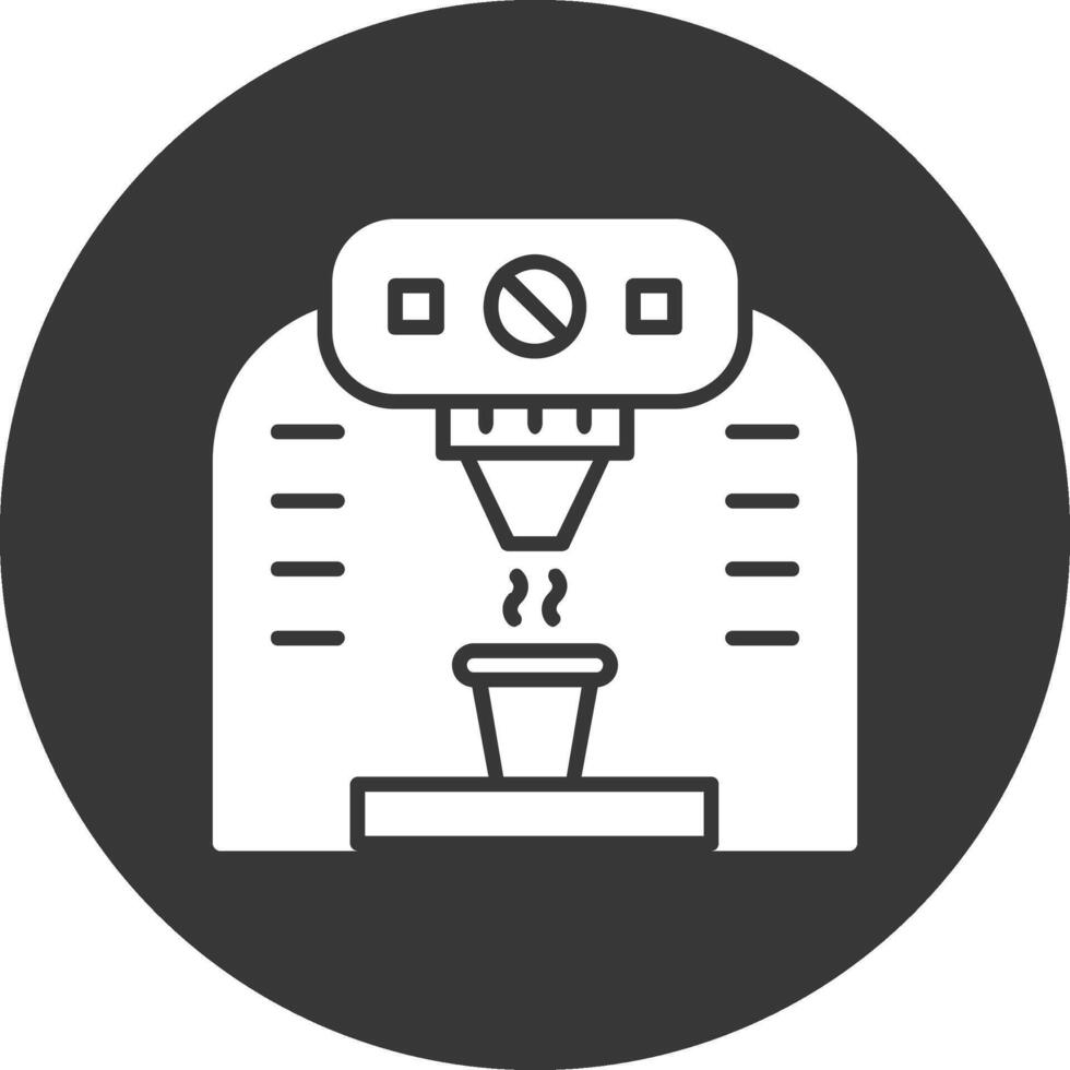 icône inversée de glyphe de machine à café vecteur