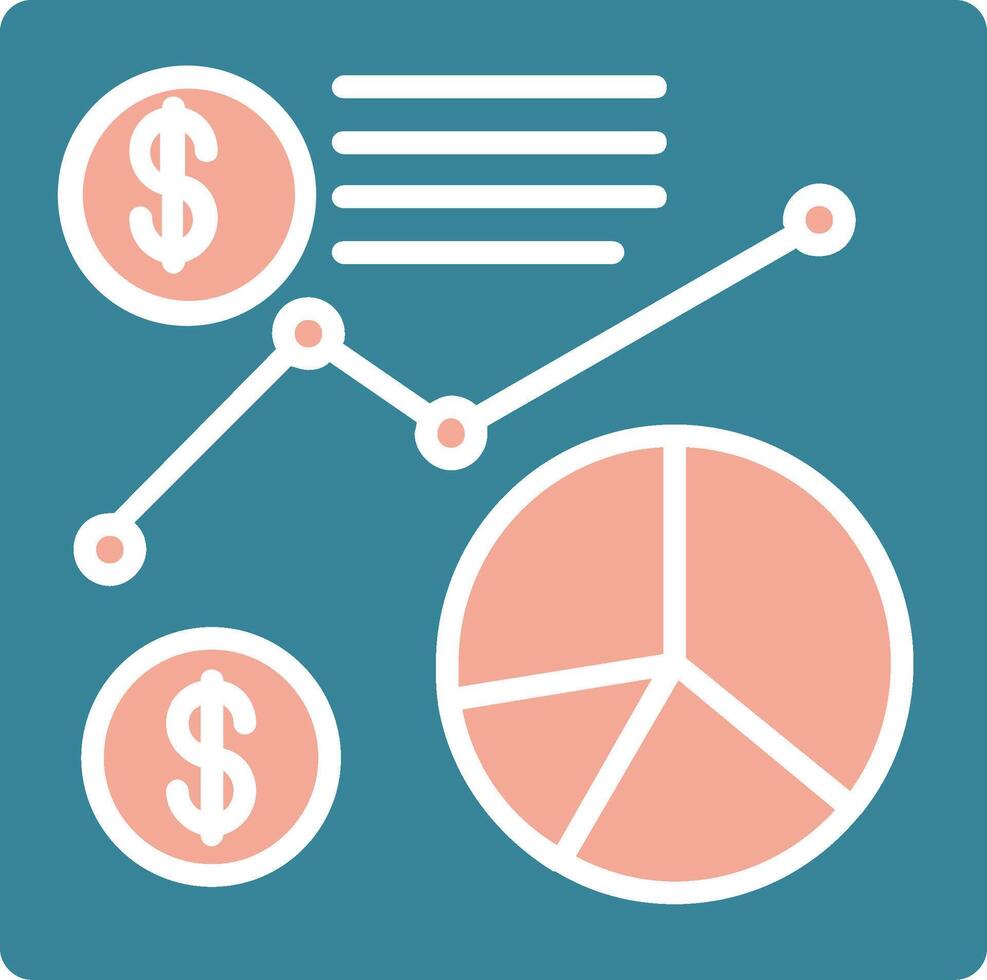 icône de deux couleurs de glyphe de données financières vecteur