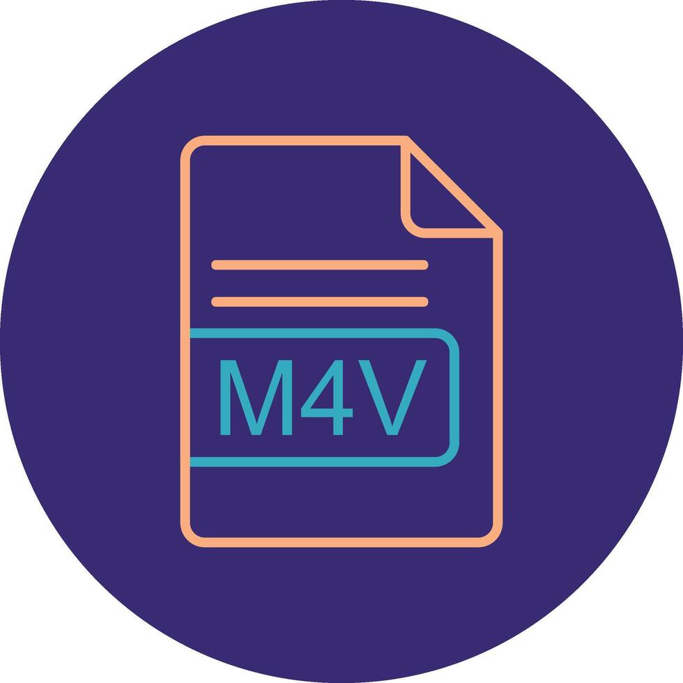m4v fichier format ligne deux Couleur cercle icône vecteur