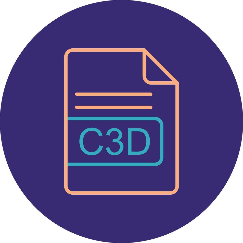 c3d fichier format ligne deux Couleur cercle icône vecteur