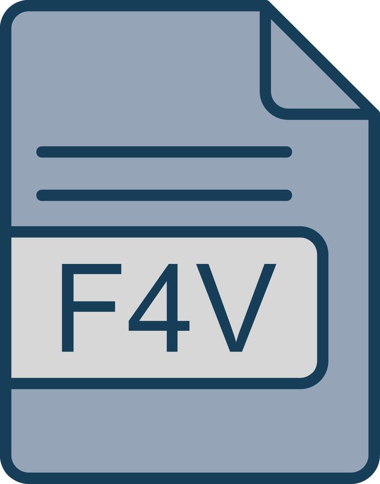 f4v fichier format ligne rempli gris icône vecteur