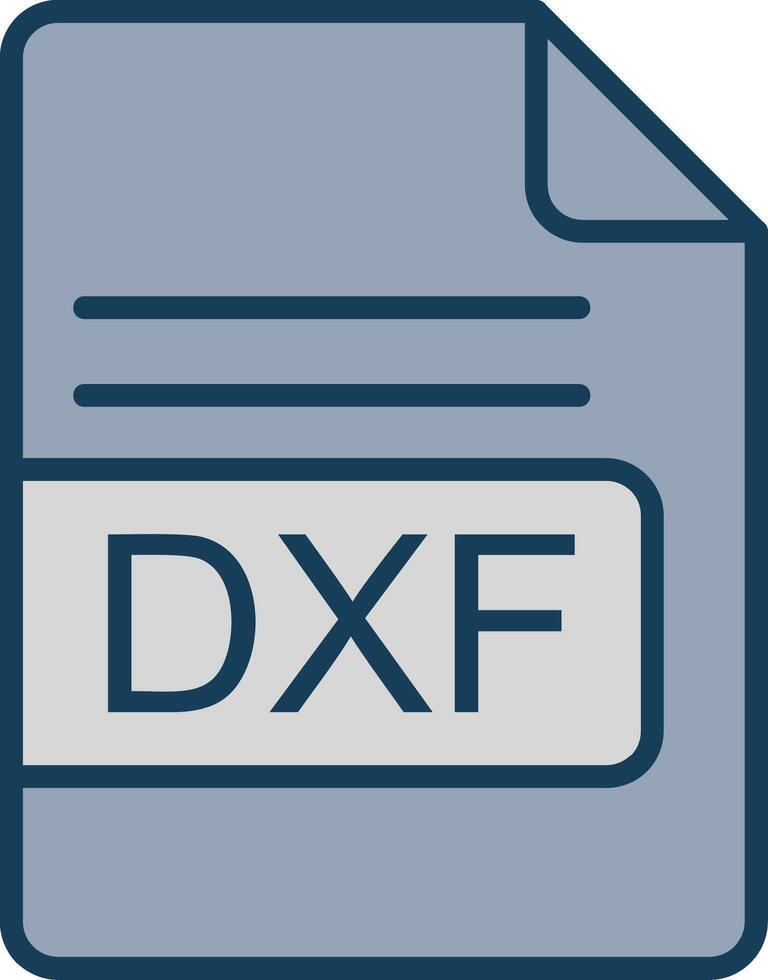 dxf fichier format ligne rempli gris icône vecteur