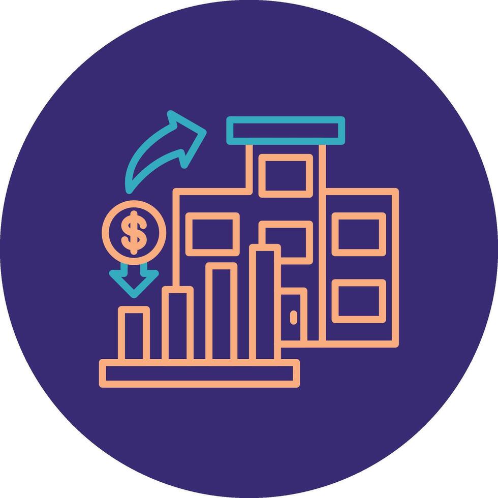 marché investissement ligne deux Couleur cercle icône vecteur