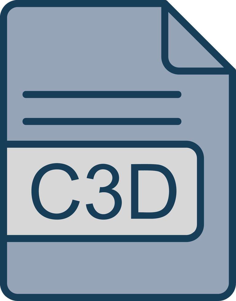 c3d fichier format ligne rempli gris icône vecteur