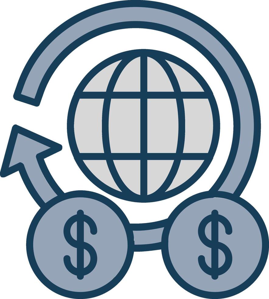 global la finance ligne rempli gris icône vecteur