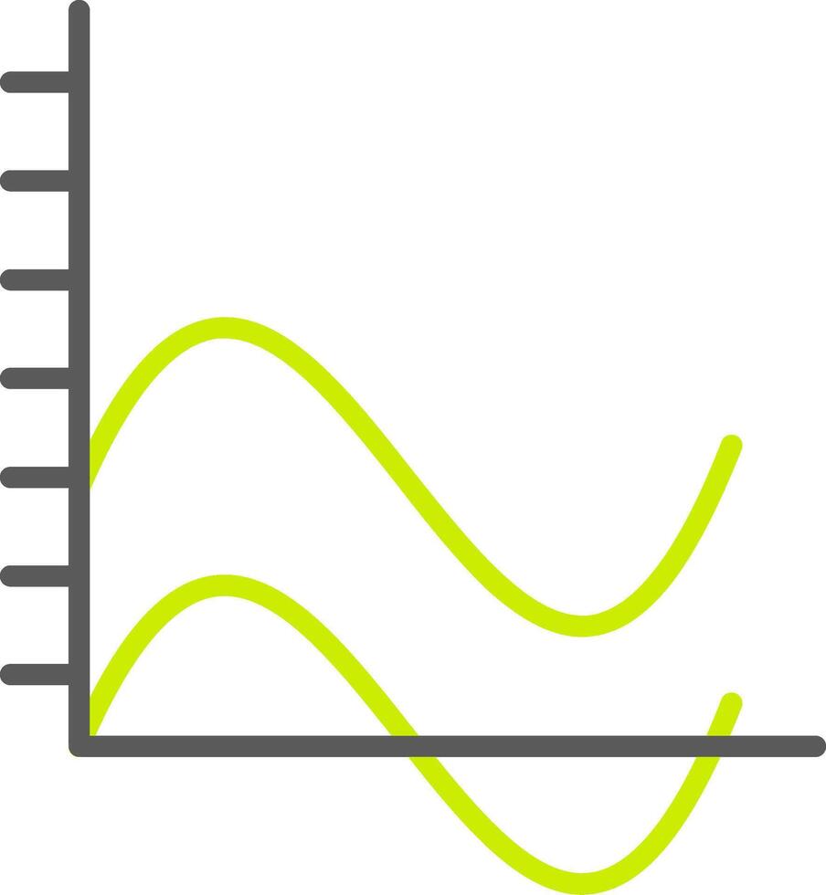 vague graphique ligne deux Couleur icône vecteur