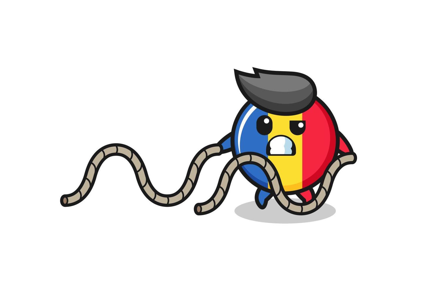 illustration du drapeau de la roumanie faisant de l'entraînement à la corde de combat vecteur