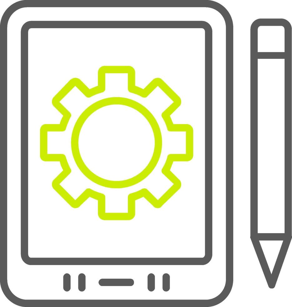icône de deux couleurs de ligne de tablette vecteur
