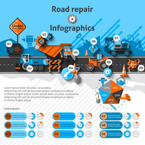 Infographie de réparation de route vecteur