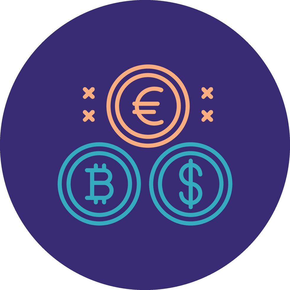 crypto-monnaie pièces de monnaie ligne deux Couleur cercle icône vecteur