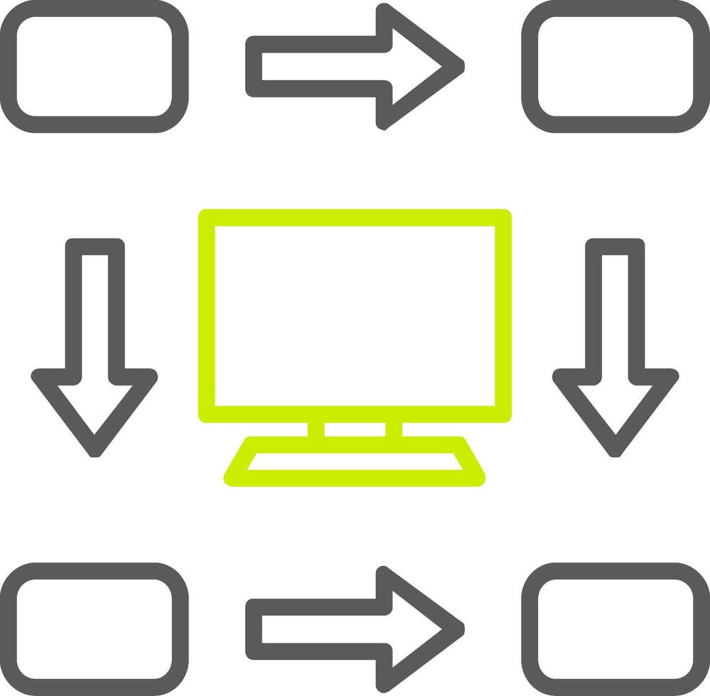 icône de deux couleurs de ligne de flux de travail vecteur
