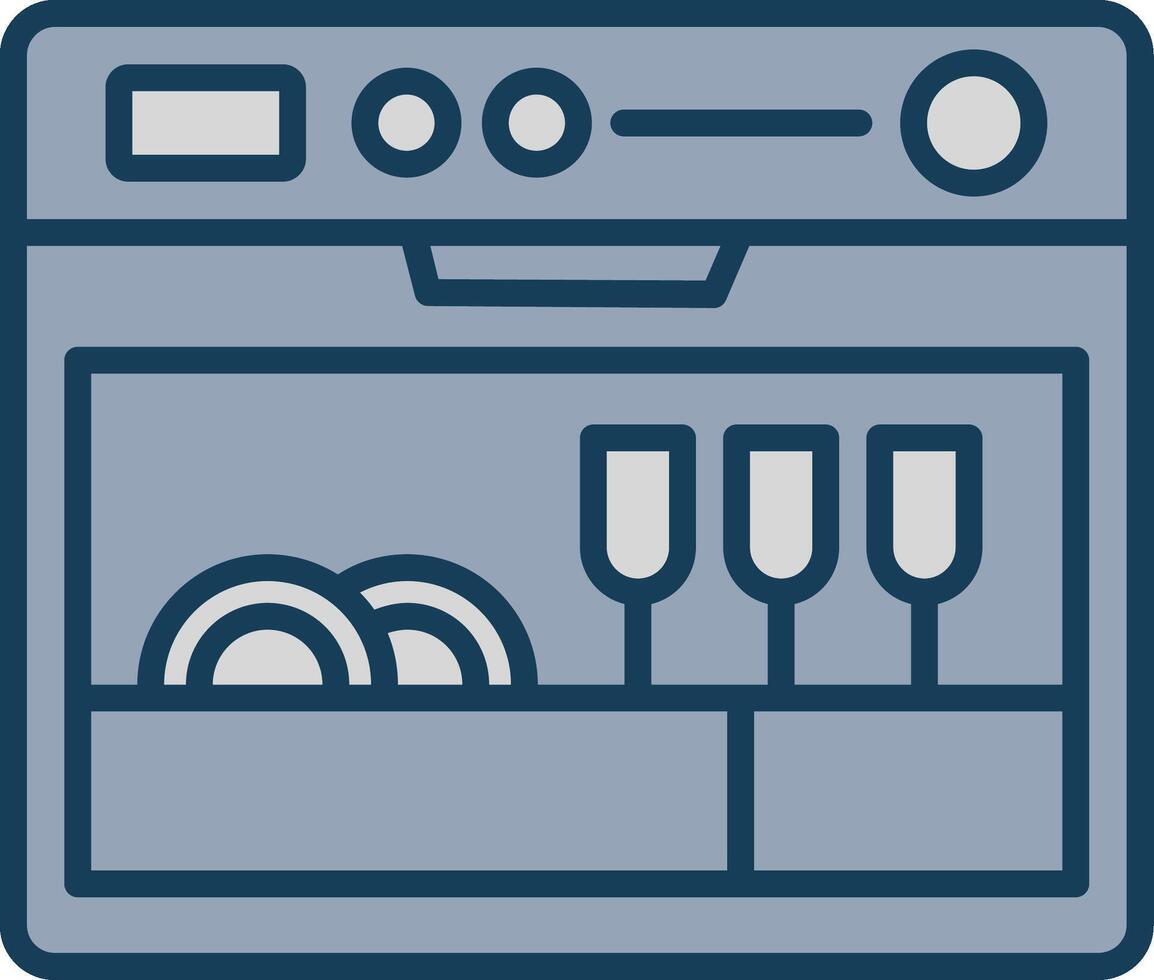 Lave-vaisselle ligne rempli gris icône vecteur