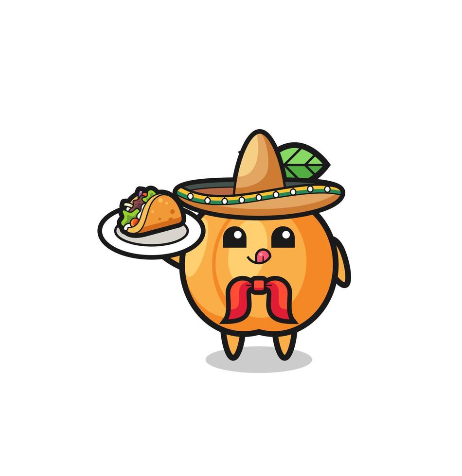 mascotte de chef mexicain abricot tenant un taco vecteur