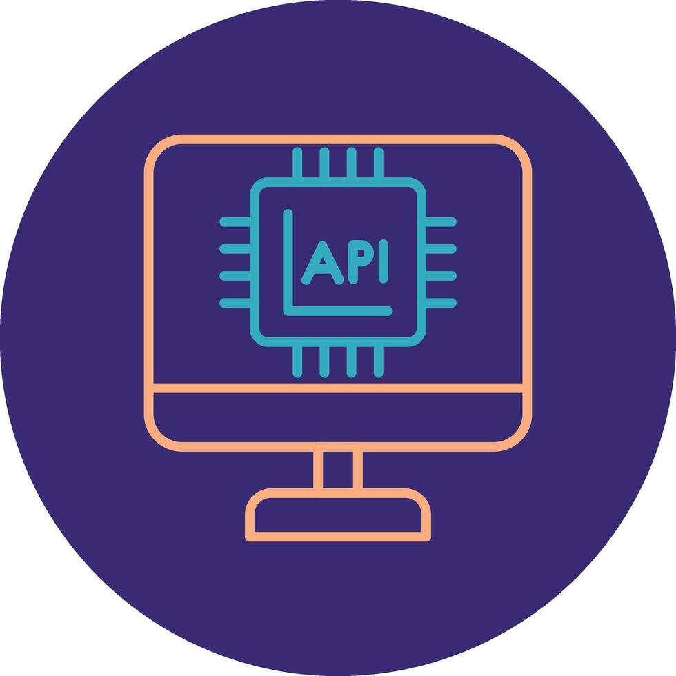 api interface ligne deux Couleur cercle icône vecteur