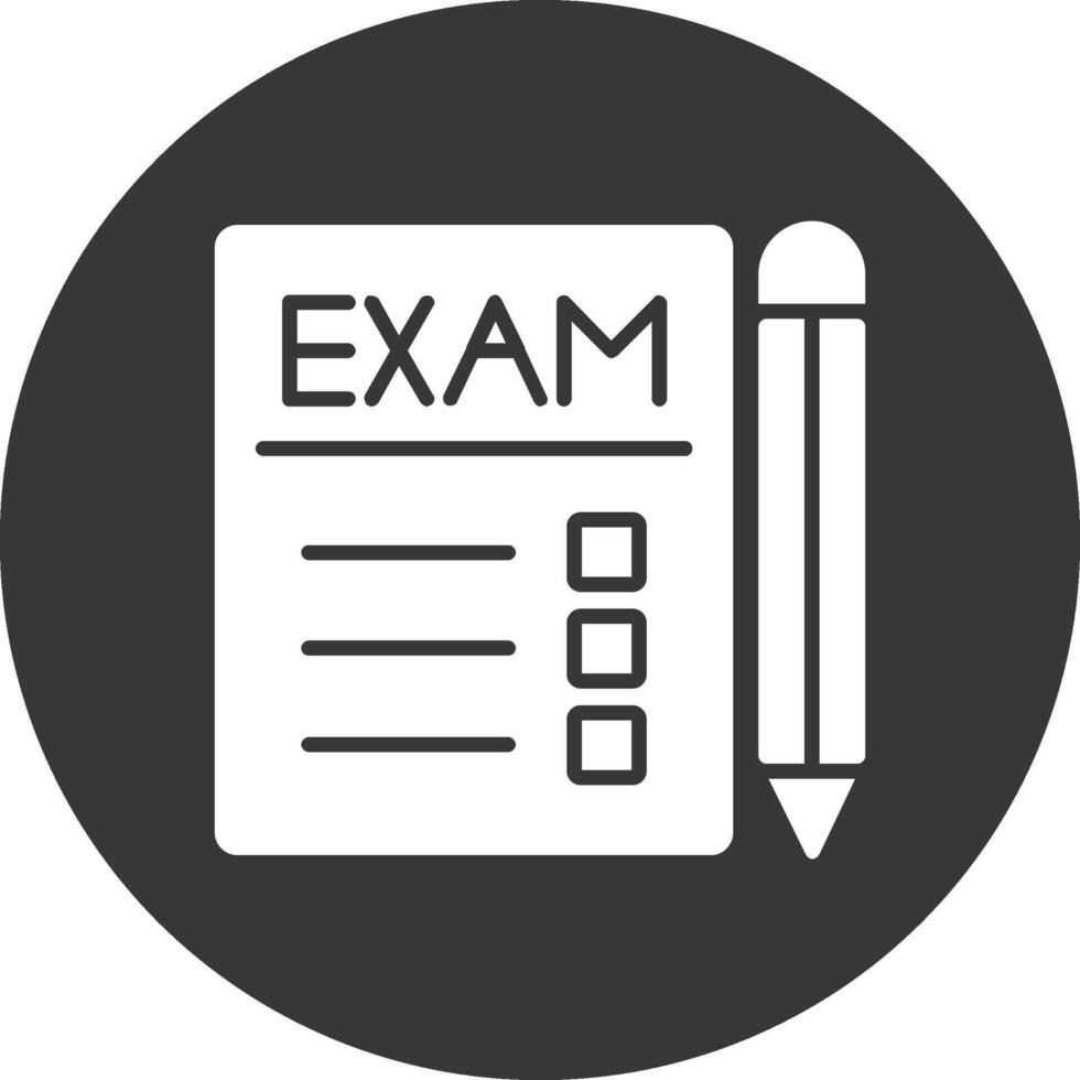 examens glyphe inversé icône vecteur