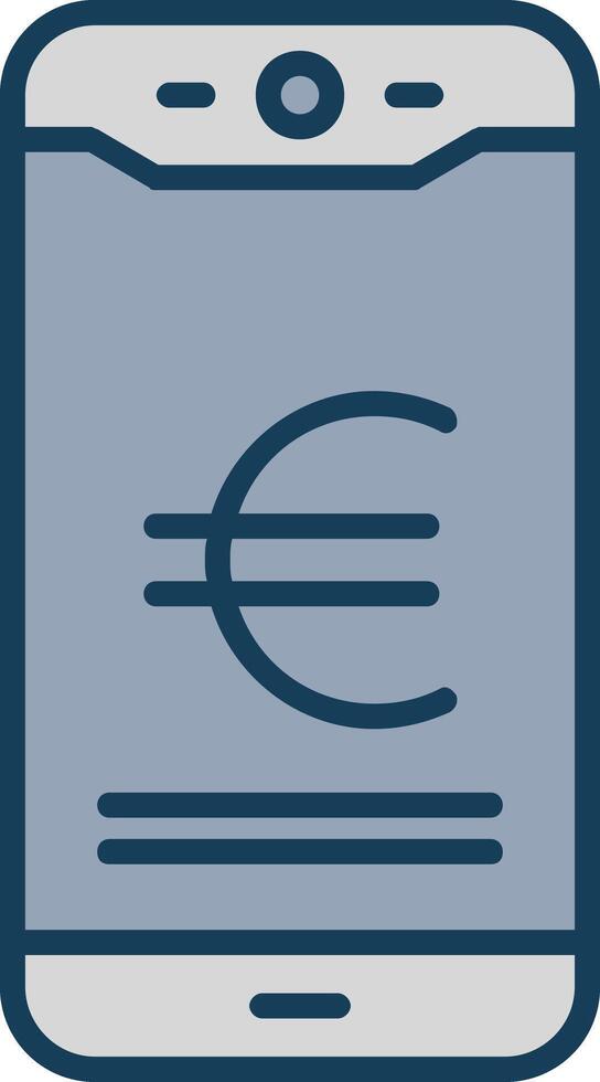 euro mobile Payer ligne rempli gris icône vecteur