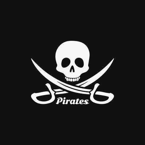 Icône d&#39;emblème de logo de crâne de pirates vecteur