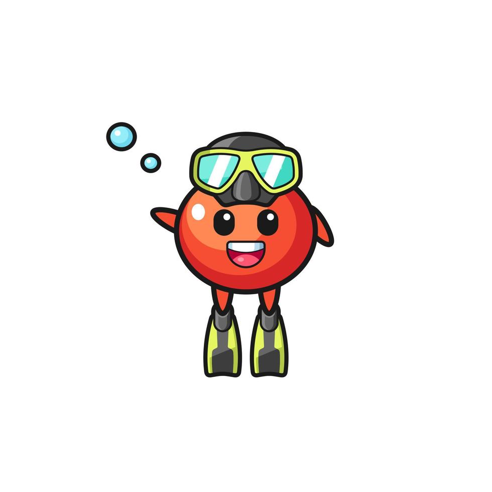 le personnage de dessin animé de plongeur de tomates vecteur