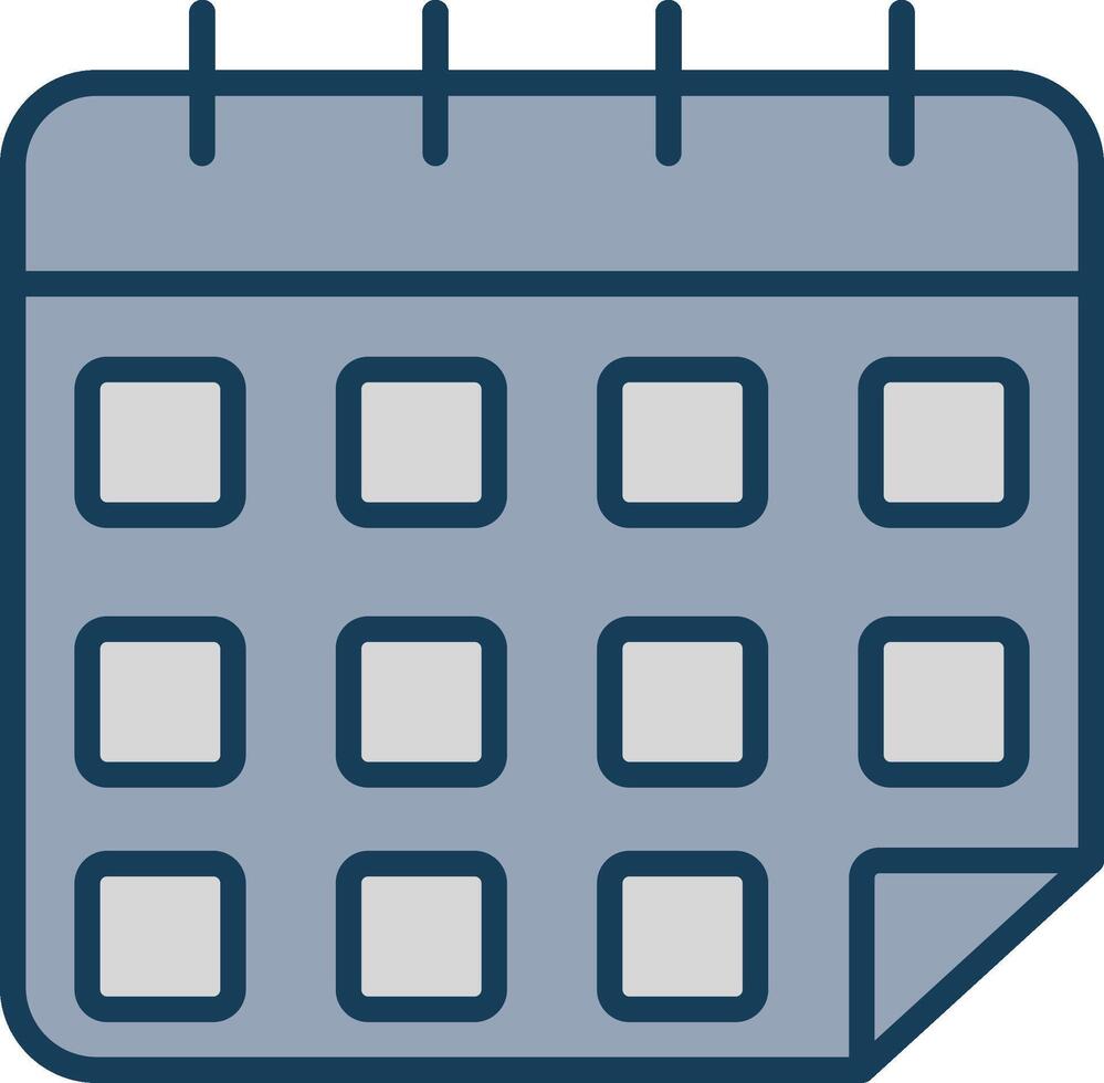 calendrier ligne rempli gris icône vecteur