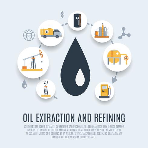 Icône plate de l&#39;industrie pétrolière vecteur